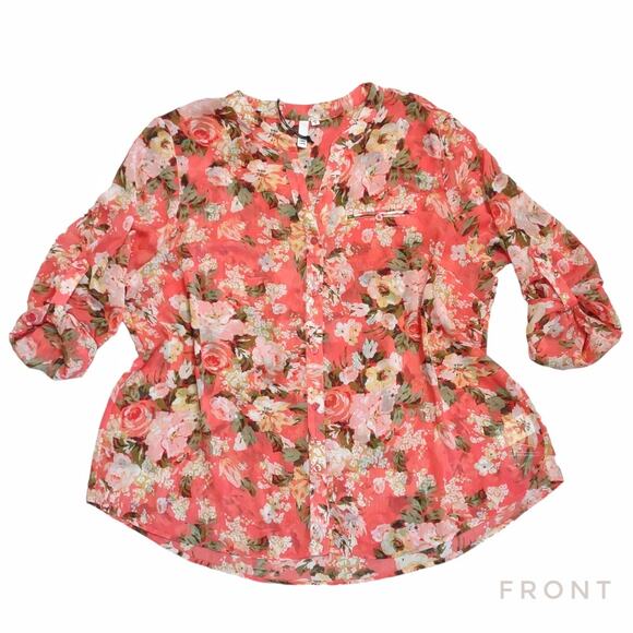 KUT FROM THE KLOTH Coral Floral Blouse Top Plus Size 2X Summertime Loose Comfy - Picture 9 of 13